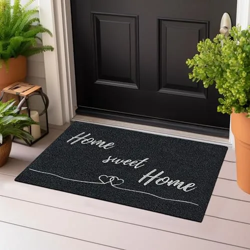 Majo Lifestyle und Home® Fußmatte rutschfest waschbar Flur-Matte dünne Haustür-Matte, Schmutzfangmatte für innen und außen, Fussabtreter Eingangsbereich (ANTHRAZIT Home Sweet Home, 40x60 cm)