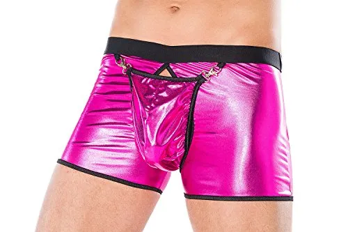 Andalea Men's Collection Herren Dessous Boxer-Shorts pink aus Wetlook Material mit Öffnung vorn und hinen Männer Shorts Unterwäsche Größe: S/M