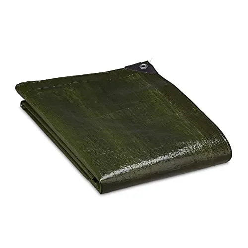 Relaxdays Abdeckplane 140g/m², 2 x 3 m, Gewebeplane mit Ösen, wasserdicht, reißfest, UV-stabil, PE, Plane Garten, grün