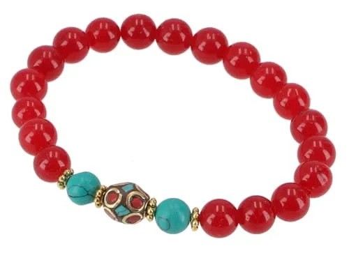 GURU SHOP Mala Armband, Handmala, Buddhistischer Schmuck 8 mm - Roter Achat-Onyx