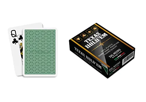 Dal Texas Hold'em Casino Qualität, professionelles Pokerdeck, plastisiert und wasserdicht, 1 Deck mit 55 Jumbo-Index mit Jolly, grüner Rückseite, hergestellt in Italien