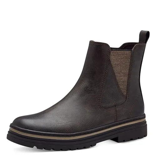 MARCO TOZZI Damen Stiefelette Chelsea Boot mit Gummizug, Größe: 41 EU, Farbe: Braun - Wanderschuhe mit weichem MT Soft Lining und gepolsterter Feel me-Innensohle für höchsten Tragekomfort – ideal für den täglichen Gebrauch.
