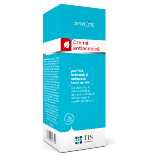 TIS Akne/Pickel Mitesser Creme mit Avocadoöl, Akne-Hautpflege, Vitamin A, Niacinamide, Beinwell, Wegeriche, Kamille, Johanniskraut, Melisse, Aloe Vera, Traubenkern, Karotte x 50 ml