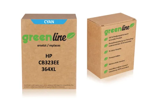 Produktbild greenline HP CB 323 EE / 364XL Tintenpatrone, cyan