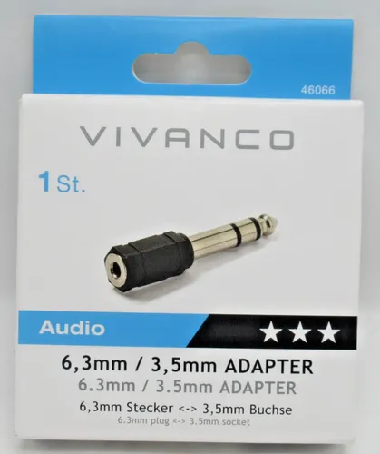 Vivanco Adapter Klinke stereo 6,3mm Stecker auf 3,5mm Buchse 460667