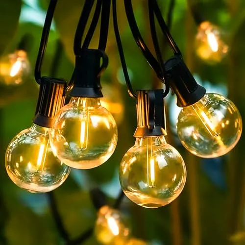 LED Lichterkette Außen 20M Lichterkette Outdoor strom mit 30+4 G40 Birnen IP65 Wasserdicht Innen/Außen Lichterkette Glühbirnen 2700k Warmweiß Lichterketten ((20M) 30+4)