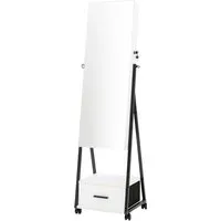 Costway Schmuckschrank mit Spiegel & Schublade Weiß