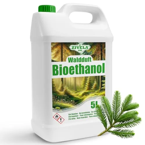 Bioethanol 96,6% 5L | Bio Alkohol Waldduft 96,6% 5L | Bioethanol für Kamin, Tischkamin, Bioethanol Kamin | Bioethanol Waldduft | Saubere Verbrennung, ohne Rauch, lebendige und stabile Flamme
