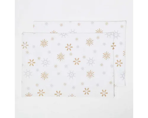 Homescapes Platzset Weißes Tischset Weihnachten mit Schneeflocken – 2er-Set, 30 x 45 cm