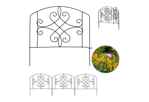 Beetzaun Beetumrandung Zierzaun antik verzinkt - Gartenzäune aus robustem Stahl, 186 cm breit und 46 cm hoch, ideal für eine stilvolle Begrenzung Ihres Gartens.