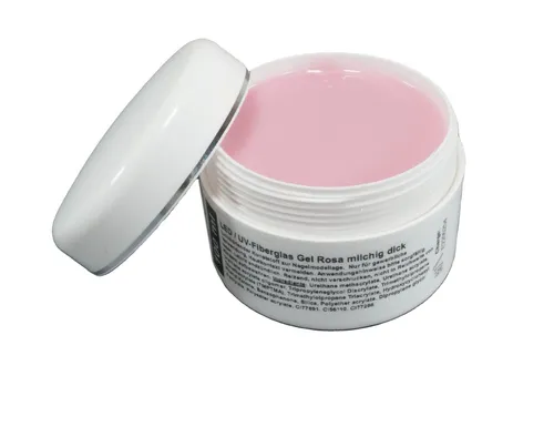 LED/UV-Fiberglas Gel dickviskose milchig rosa 1 Phasengel (250ml) - Hochwertiges dickviskoses Fiberglasgel in milchig rosa für stabile Nagelverlängerungen. Leicht zu verarbeiten und selbstglättend, sorgt es für ein natürliches Finish und hervorragende Haftung.