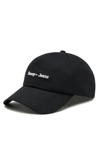 Tommy Jeans Herren Cap Sport Cap mit Logo, Schwarz (Black) - Stylische Baseball Cap für Herren mit aufgesticktem Tommy Jeans Logo, ideal für heiße Sommertage und vielseitig kombinierbar. Optimaler Tragekomfort durch verstellbaren Riemen und 100% Baumwolle.