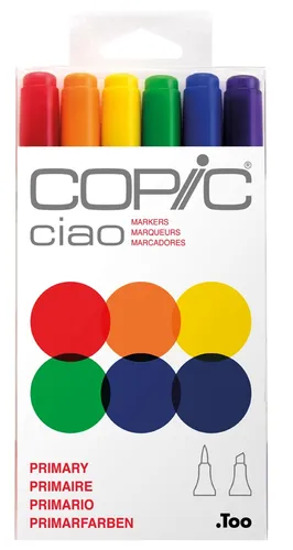 Copic Ciao 6er Set Primärfarben - Marker & Stifte, hochwertige Farben aus Japan für kreative Projekte und professionelles Zeichnen.