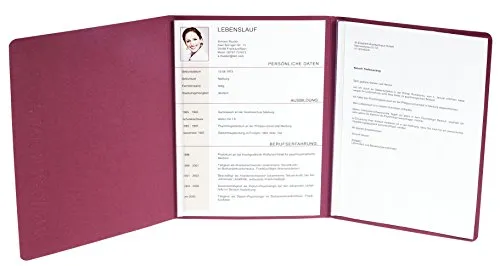 Exacompta 49708B Bewerbungsmappe EXCELLENCE in Leinenoptik. Aus extra starkem Colorspan-Karton vertikale Prägung 3-teilig mit 2 Klemmschienen für DIN A4 bordeaux