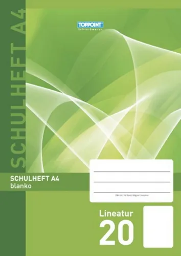 Stylex Schreibwaren Schulheft Schulheft DIN A4 Lineatur 20 blanco