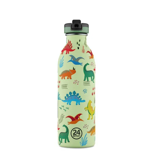 Urban Bottle - Jurassic Friends - 500 ml - Trinkflaschen: Leichte, langlebige Edelstahlflasche mit einem lustigen Dinosaurierdesign und auslaufsicherem Strohhalm, ideal für Kinder und BPA-frei.