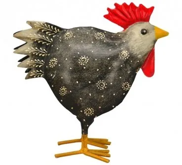 Hahn creme/schwarz klein Metall 16x8x16 cm von Exner