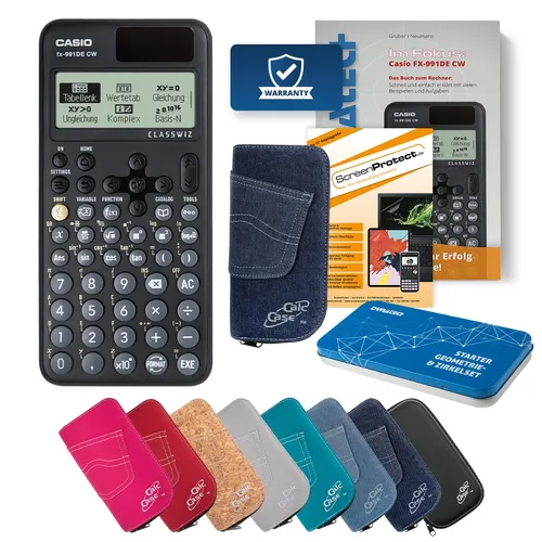 Casio FX-991 DE CW Rechner mit Tasche dunkelblau, Folie, Fachbuch