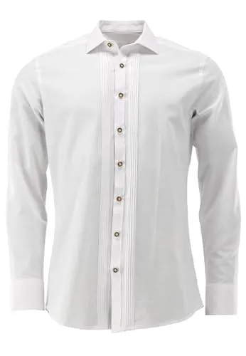 OS Trachten Herren Hemd Langarm Acanam - Weiß, Größe 45/46 - Stilvolles Trachtenhemd mit Slim Fit und elegantem Liegekragen. Ideal für festliche Anlässe und den Alltag. Hochwertige Verarbeitung für besten Tragekomfort.