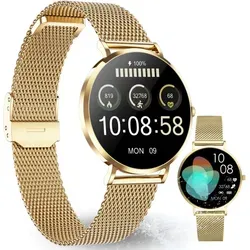 XCOAST SIONA 2 NANO - Sehr kleine Damen Smartwatch in Gold, ultrascharfes AMOLED Display, wasserdicht und bis zu 7 Tage Akku