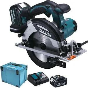 Makita Handkreissäge DHS630RTJ - Akkubetrieben, 18V, 5Ah - Sägen: Perfekt für Dacharbeiten und Innenausbau. Mit stufenloser Winkelverstellung und Doppel-LED für präzise Schnitte. Inklusive 2 Akkus und Zubehör im praktischen Transportkoffer.