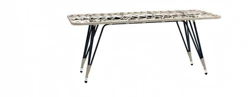 Eleganter Rattan Couchtisch in Grau – Moderner Kaffeetisch - Stylischer Couchtisch aus hochwertigem Rattan, ideal für Terrasse oder Balkon. Mit seinen großzügigen Maßen von 220 x 110 x 75 cm bietet er Platz für bis zu 2 Personen. Robuste Verarbeitung mit 2 Jahren Garantie.