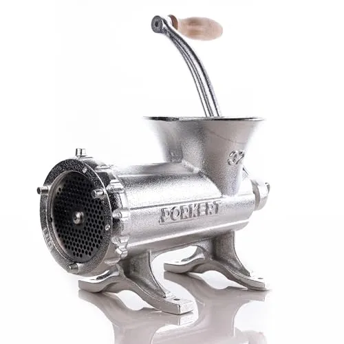 Porkert Profi Fleischwolf manuell Größe 32 aus Gusseisen - Fleischwölfe: Der robuste manuelle Fleischwolf aus hochwertigem Gusseisen zerkleinert nicht nur Fleisch, sondern auch Gemüse und Obst mühelos. Ideal für kreative Küchenchefs!