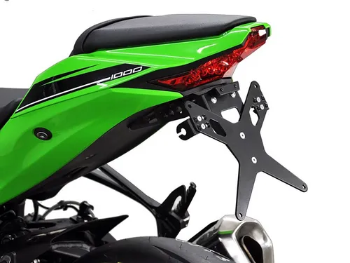 ZIEGER Kennzeichenhalter X-Line für Kawasaki Ninja ZX-10R/RR - Hochwertiger Kennzeichenhalter für Kawasaki Ninja ZX-10R/RR, witterungsbeständig und sportlich. Verstellbare Neigung und Blinkerhalter, keine TÜV-Eintragung erforderlich.