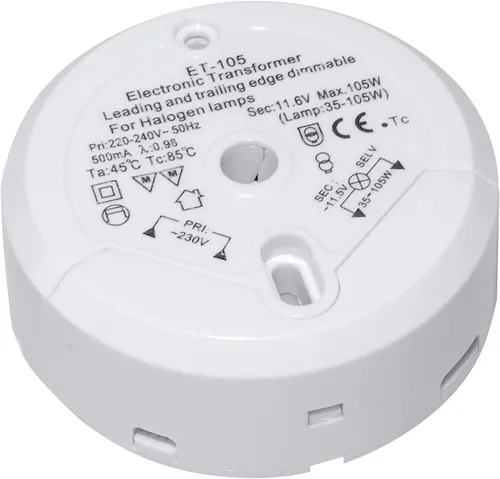 Elektronischer Halogen-Trafo 230/12V/35-105W Netzteil Lampe dimmbar rund 85x31mm