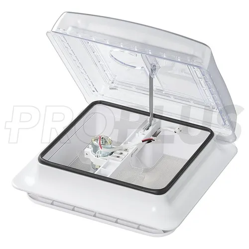 Dachhaube 280x280 mm ohne Dauerlüftung transparent mit Lüfter