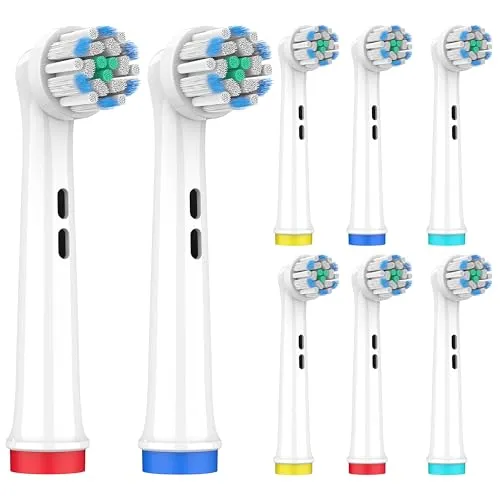 Stück Aufsteckbürsten Oral B kompatibel - elektrische Ersatzbürsten für viele Modelle - präziser Zahnbürstenaufsatz mit abgerundeten Borsten - Zahnbürstenköpfe für sanfte Reinigung - Precision Clean 8