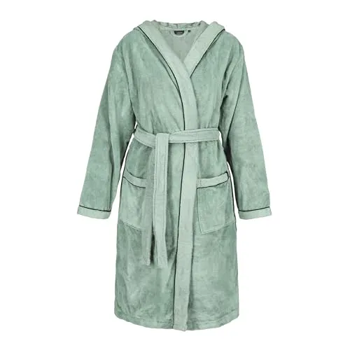 Schöner Wohnen Bademantel Damen & Herren Frottee Grün mit Kapuze