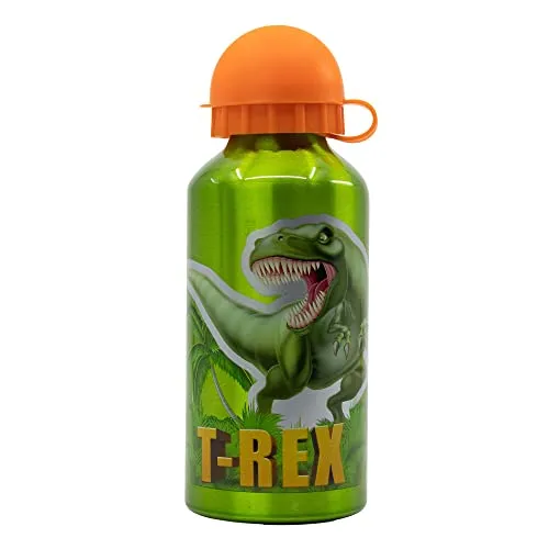 Stor Trinkflasche aus Aluminium für Kinder – Trinkflasche für Kinder, wiederverwendbar, 400 ml, Dinosaurier, Bunt