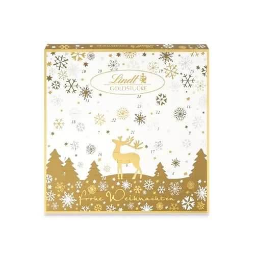 Lindt Adventskalender Goldstücke 156g - 24 Pralinen - Sonstige Süßigkeiten - 24 einzeln gewickelte Pralinen aus Vollmilch- und weißer Schokolade, die die Wartezeit auf Weihnachten versüßen. Ideal als Geschenk!