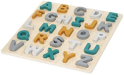 Kindsgut ABC-Puzzle, Buchstaben Holzpuzzle in dezenten Farben, Caspar