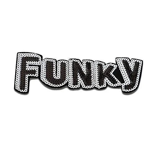 Catch the Patch Funky mit Pailletten Comic - (Größe: 19,7 x 6,9 cm) – Patches, Bügelbilder, Aufbügler – zum Aufbügeln oder Aufnähen – Ideal für Kleidung, Rucksäcke