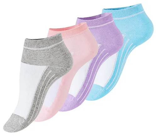Sneaker Socken mit Rippsohle in Pastelltönen für Mädchen und Damen  im 4er Pack