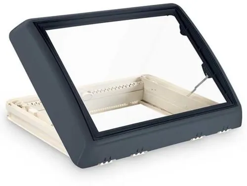 Dometic Midi Heki Style Dachhaube, 70x50cm, grau, Kurbel, m. Zwangsbelüftung
