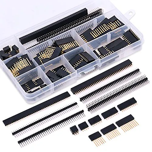 Glarks Stiftleisten-Set, 112-teilig, 2,54 mm, Stecker und Buchsen, Sortiment, 100 x stapelbare Shield-Leiste und 12 x Breakaway-PCB-Platinen-Stiftleiste für Arduino Prototype Shield