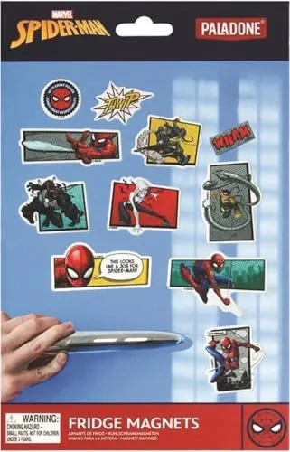 Spiderman Kühlschrankmagnete, offiziell lizenziert, Gamer- und Comic-Serie, Fan-Dekor und Geschenk, Marvel-Küchen- und Klassenzimmer-Zubehör für Jungen und Mädchen, 26 Superhelden-Aufkleber enthalten