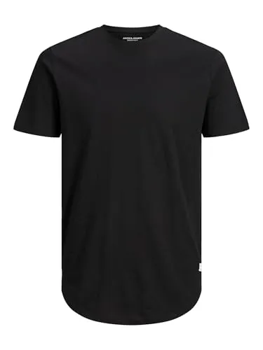 JACK & JONES Herren Basic T-Shirt Plus Size | Rundhals Kurzarm Shirt | Übergrößen Shortsleeve JJENOA, Farben:Schwarz, Größe:6XL