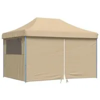 vidaXL Faltpavillon mit 4 Seitenteilen - Beige Partyzelt für Hochzeit und Festivals, wasserabweisend und schnell aufbaubar dank Pop-Up-Design, ideal für alle Outdoor-Events.