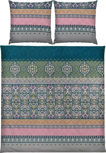Erwin Müller Mako-Satin Bettwäsche Paisley blau - Hochwertige Bettwäsche aus 100% Baumwolle, im eleganten Paisley-Design. Ideal für einen erholsamen Schlaf mit praktischem Marken-Reißverschluss. Pflegeleicht bei 60°C waschbar.