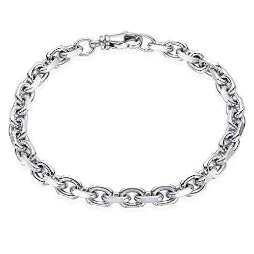 Materia Herren Armband Silber 925 - Massives 6mm Ankerdesign - Armbänder für Herren, hochwertig verarbeitet aus 925er Sterling Silber mit diamantierter Oberfläche für besonderen Glanz und rhodiniertem Anlaufschutz. Perfekt als Geschenk!