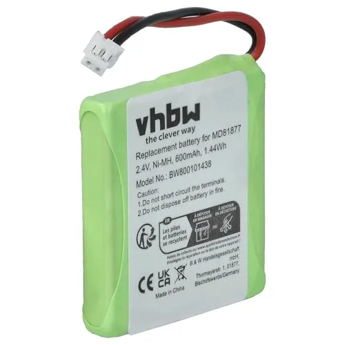 vhbw NiMH Akku 600mAh (2.4V) kompatibel mit schnurlos Festnetz Telefon AVM/Fritzphone MT-D Ersatz für 5M702BMX, GP0827, GP0845, GPHP70-R05.