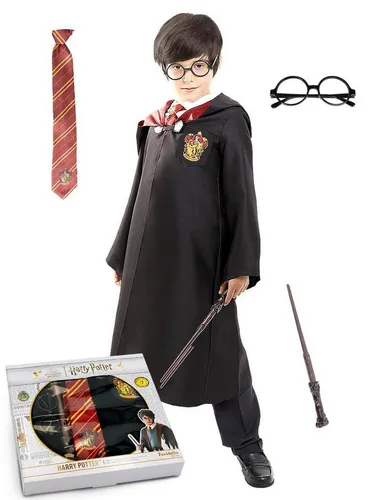 Metamorph Zauberer-Kostüm Harry Potter – Komplettes Kostümset für Kinder - Zauberer-Kostümset in Geschenkbox mit Umhang, Krawatte, Brille und Zauberstab. Ideal für kleine Harry Potter-Fans, perfekt für Karneval oder Geburtstagsfeiern.