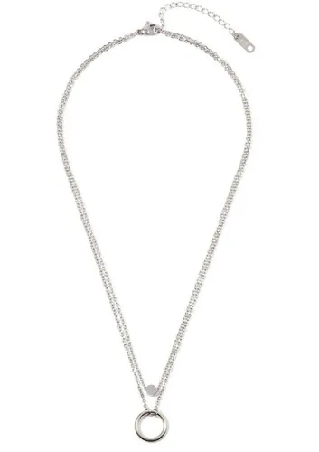 Happiness Boutique Damen Zweireihige Kette mit Kreis Anhängern - Ketten für Damen, stilvolle mehrreihige Kette aus hochwertigem Edelstahl mit trendy Layer-Look und 2 kreisrunden Anhängern – das perfekte Basic für jeden Anlass!