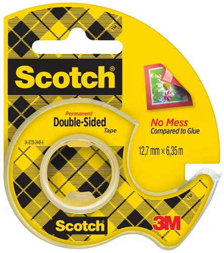 Scotch Doppelseitiges Klebeband 136D-MDOEU - 12,7 mm x 6,3 m, umweltfreundlich und ideal für saubere, unsichtbare Befestigungen mit Handabroller