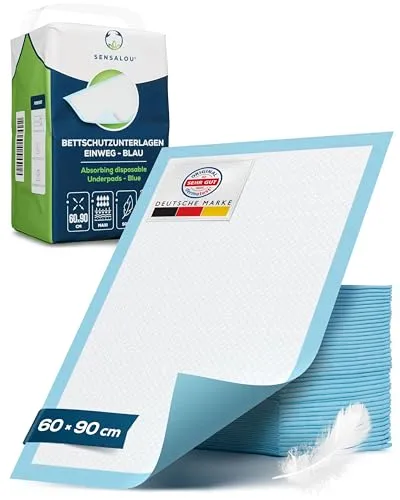 Sensalou Inkontinenz Bett Unterlage Einweg 60 x 90 cm - 100 Stück - Einweg-Bettunterlagen, wasserdicht und saugfähig, idealer Schutz für Matratzen und Betten. Perfekt für Inkontinenz, Hundetraining und Krankenhauspflege.