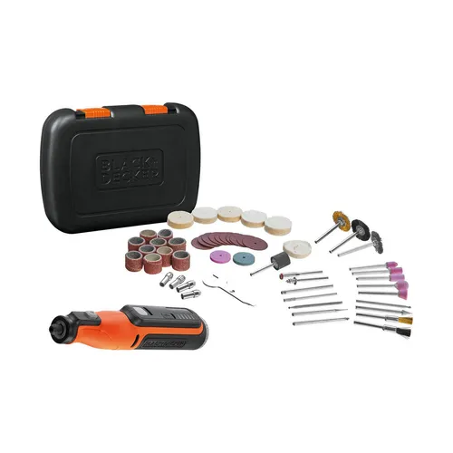 Black+Decker Multifunktionswerkzeug BCRT8IK-XJ - 7,2V Akku, 52-teiliges Zubehör-Set, vielseitig einsetzbar mit LED-Anzeige und USB-Ladekabel